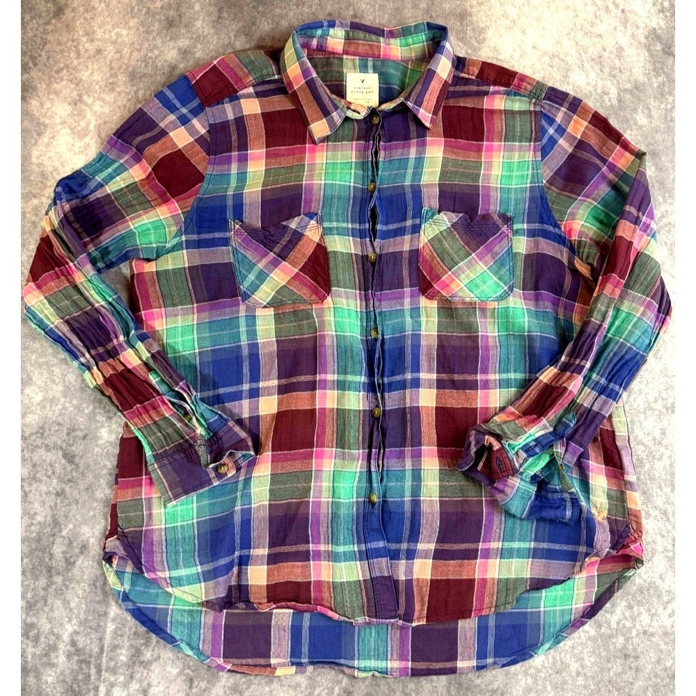 American Eagle Plaid Button Up Shirt XL
